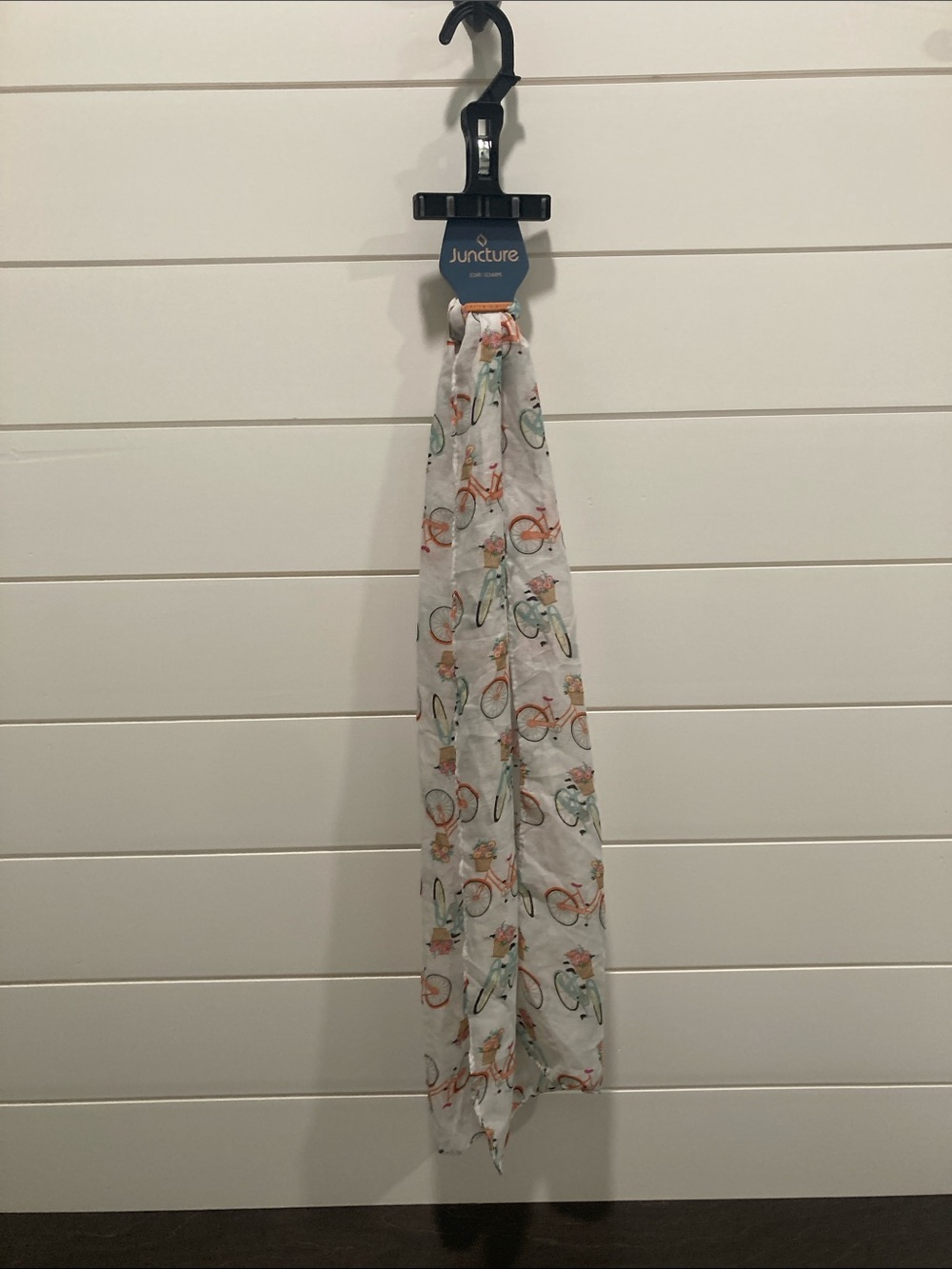 NWT Juncture White Bicycle Print Cottagecore Scarf 63 inches Lightweight